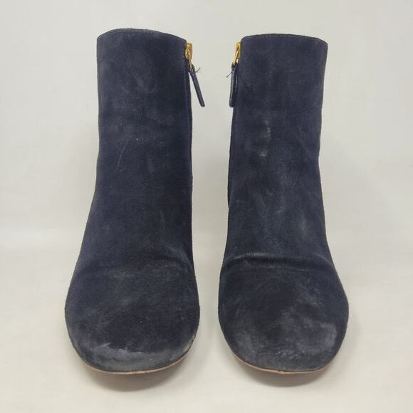 Tory Burch Boots 7M Black Suede Brooke Booties Minimalist Classic Logo Zip - Picture 5 of 13